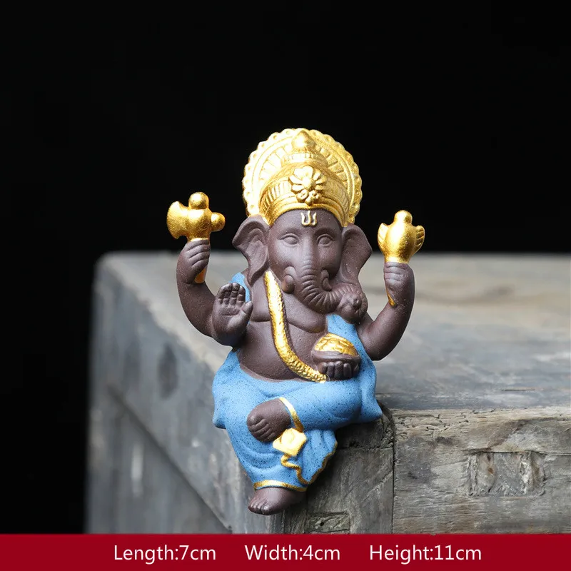 Керамические индийские статуэтки слон Бог Ганеша домашний декор фиолетовые