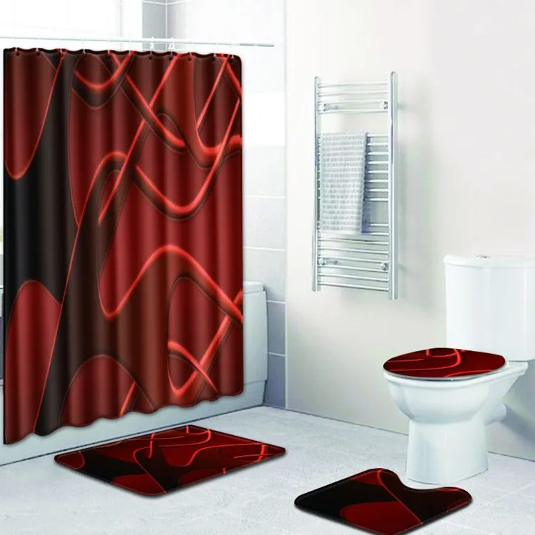 4 шт. Красный Крест Banyo Paspas ванная комната коврики набор Нескользящие Tapete Banheiro моющиеся коврики для туалета Alfombra Bano
