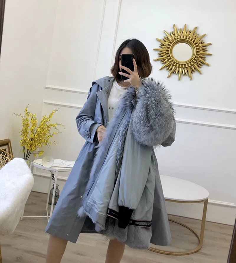 OFTBUY Водонепроницаемая парка 2019 натуральный мех пальто зимняя куртка Для женщин