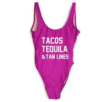 tacos tequila tan lines funny letter print bodysuit women sexy backless one piece bathing suit high cut beachwear s xl