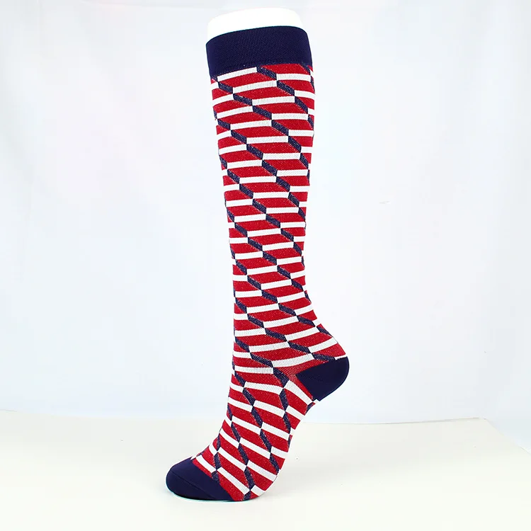 red stripe Brotock медицинские компрессионные чулки давление спортивные носки хлопок волнистые точки толстый состав спортивные дышащие эластичные носки - Цвет: red stripe