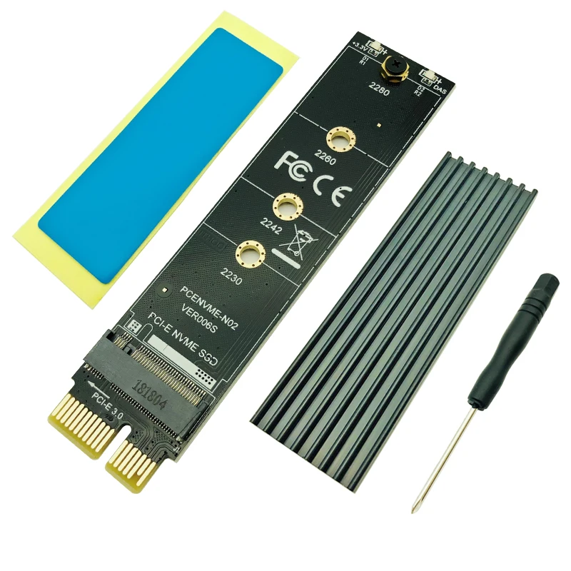 Черный PCI-E PCI Express 3,0X1 M.2 M ключ Интерфейс NVMe SSD PCIE M.2 переходная карта адаптер радиатора SSD 2230 2242 2260 2280 полный Скорость - Цвет: Черный