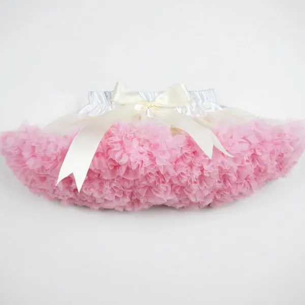 ivory with pink Горячая распродажа пушистая шифоновая пачка для маленькой девочки юбки для девочек юбка принцессы пачка от 2 до 10 лет - Цвет: ivory with pink