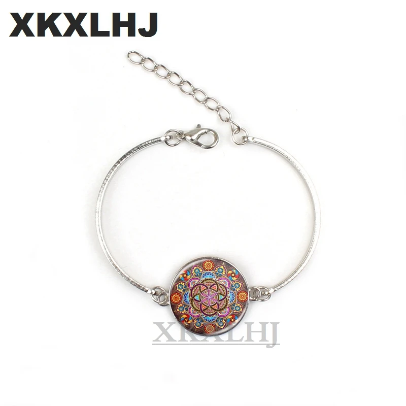 

XKXLHJ2018 Mandala Women's Bracelet Chakra OM Jewelry Lady Glass Bullet Bracelet Zen Gift Jewelry Retro