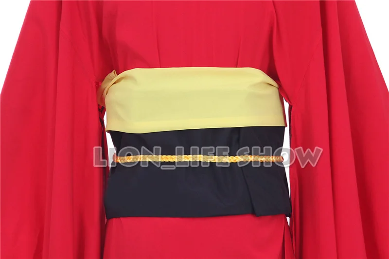 Japan Traditional Women Ryougi Shiki Red Furisode Kimono Cosplay Costume Set | Тематическая одежда и униформа