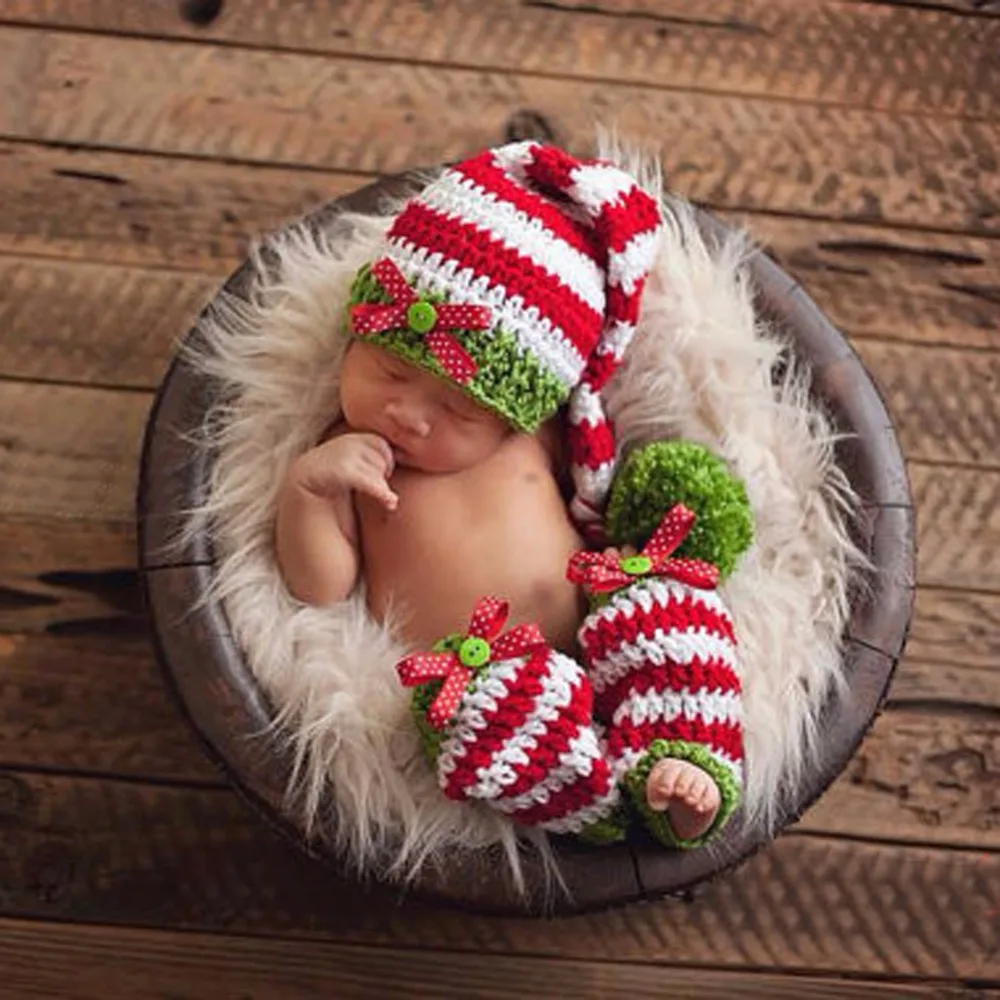 Newborn Baby Photography Props Infant Girls Boys Hat Legs Crochet Knit Clothing Costume Outfit Clothes Photo Shoot For | Детская одежда