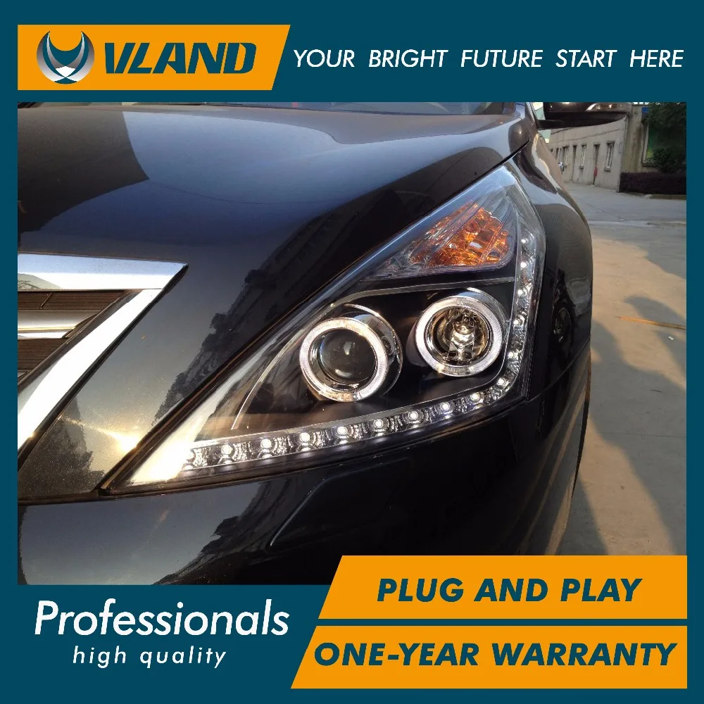 

VLAND factory for Car head lamp for Teana LED Headlight 2008-2012 Head light with dual halo led projector front headlight