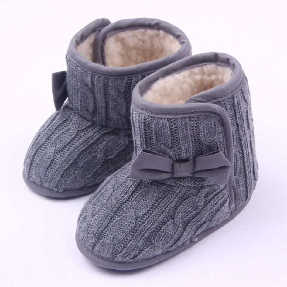 2017 Осень Зима Новорожденных Девочек Снег Сапоги Вязаные Baby Shoes мягкой Подошвой