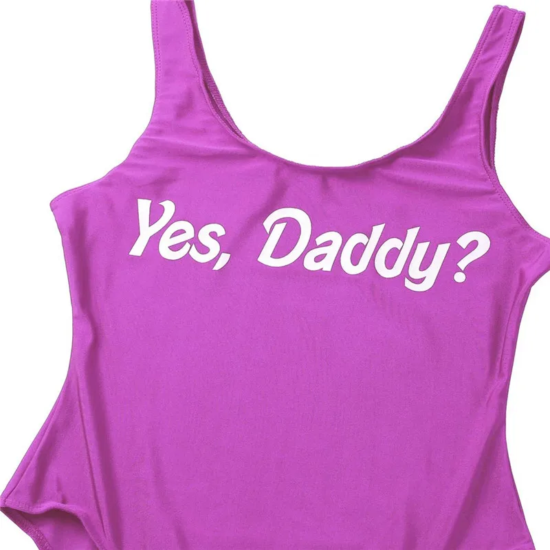 Для женщин Yes Daddy с буквенным принтом купальник высокими плавками Одна деталь