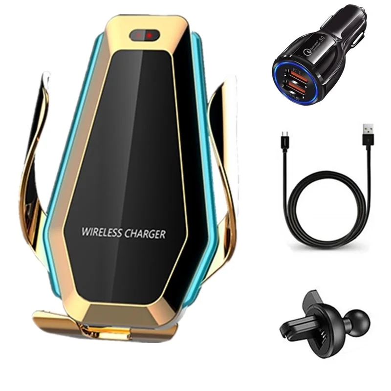 Gold Tongdaytech 10 Вт автомобильное Qi Беспроводное зарядное устройство для iPhone XS X 8 11 Pro Max Led быстрая Беспроводная зарядка держатель телефона для samsung S9 S10 - Тип штекера: Gold