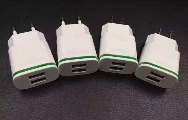Высокое качество 5 в 2A ЕС США вилка со светодиодом 2 USB адаптер телефон настенное зарядное устройство Micro Зарядка данных для iPhone iPad samsung htc