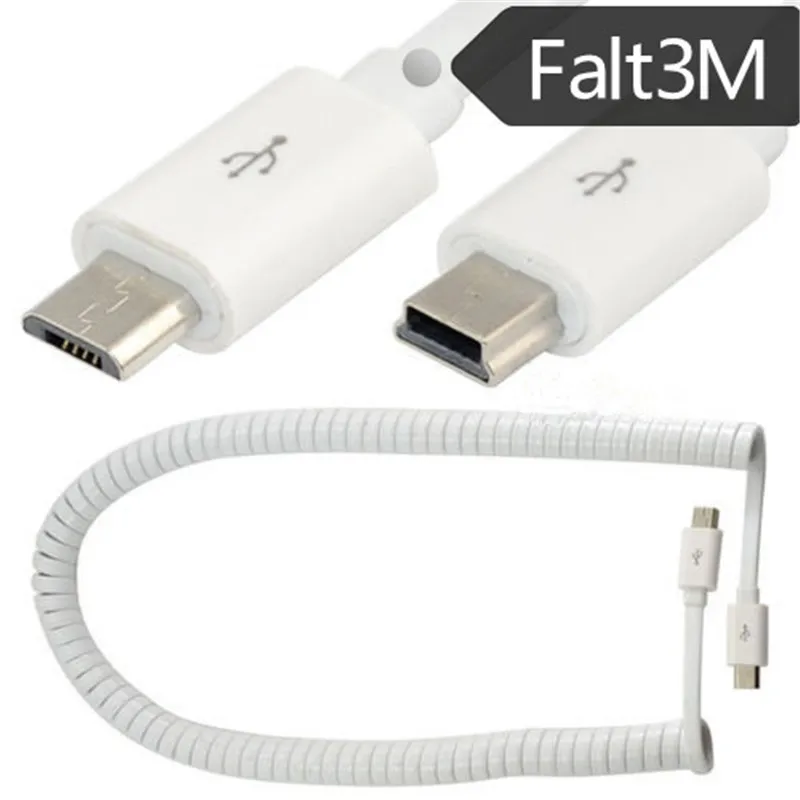 

Micro USB 2,0 пружинный спиральный кабель B штекер к Mini A 5pin зарядный Дата-кабель 3 м