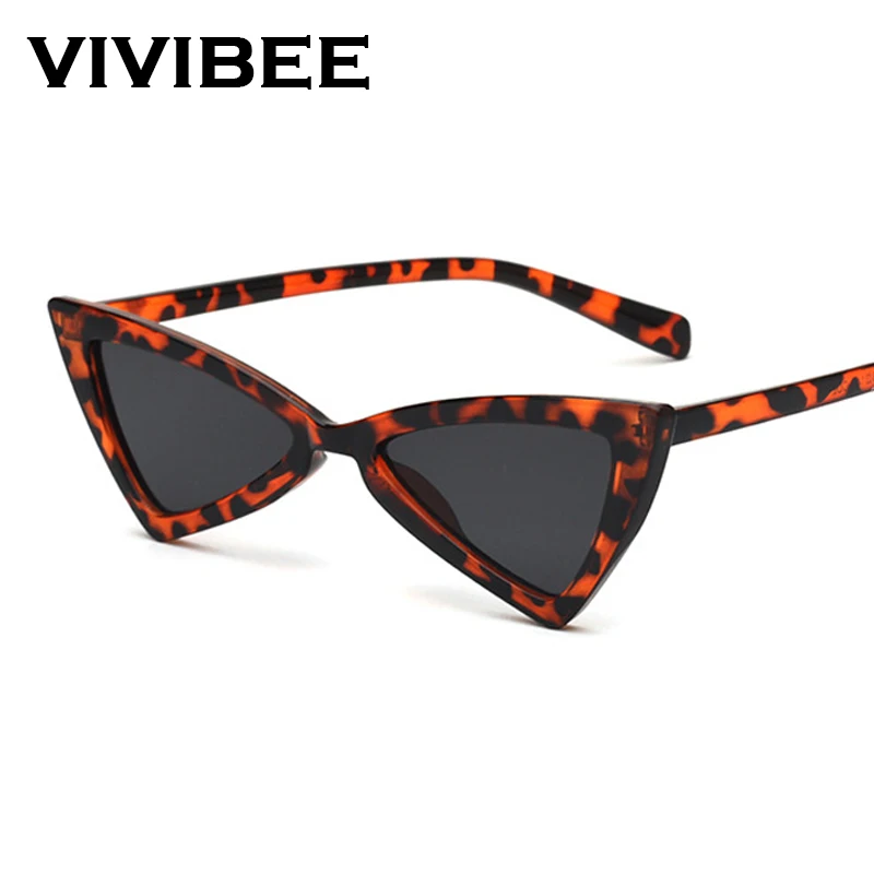 VIVIBEE винтажные Роскошные леопардовые солнцезащитные очки кошачий глаз женские