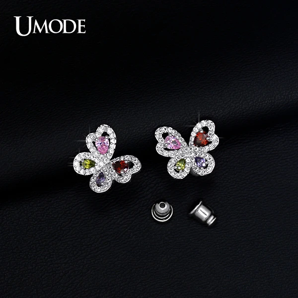 UMODE Женские серьги-гвоздики очаровательный брендовый дизайн разноцветные камни