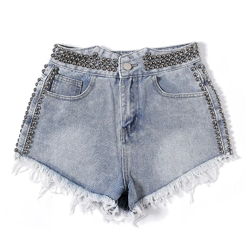 Новые короткие женские светло голубые/белые джинсовые шорты с завышенной талией