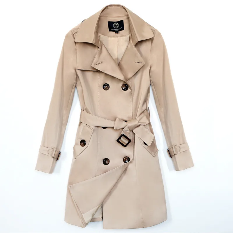 

2019 Spring Autumn Women Double-Breasted Long Coat Turn Down Collar Trench Coat Abrigo Mujer Female Classic Outerwear Tops M269