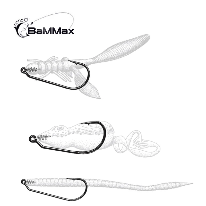Bammax кривошипный крючок 10 шт./лот рыболовный с Пружинные булавки для Мягкая