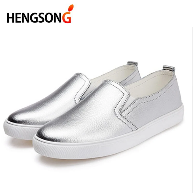 HENGSONG/осенние женские кожаные лоферы Модные балетки на плоской подошве Цвет