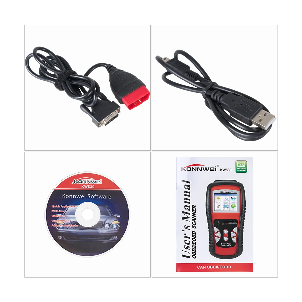 Автомобильный сканер KW830 OBD2/EOBD автомобильный считыватель кодов ошибок OBDII