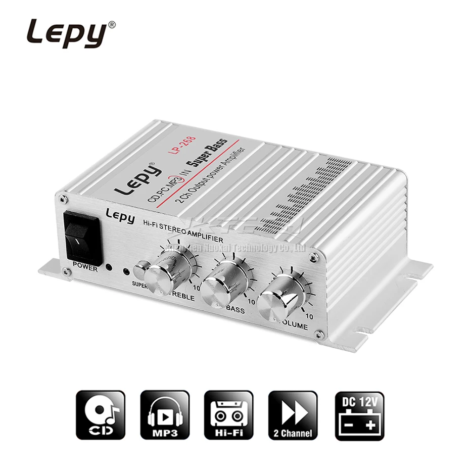 LP-268 Lepy мини усилитель мощности цифровой плеер 2CH 15 Вт Hi-Fi стерео аудио для MP3 MP4 ПК в автомобиле домашняя Поддержка FM радио супер бас