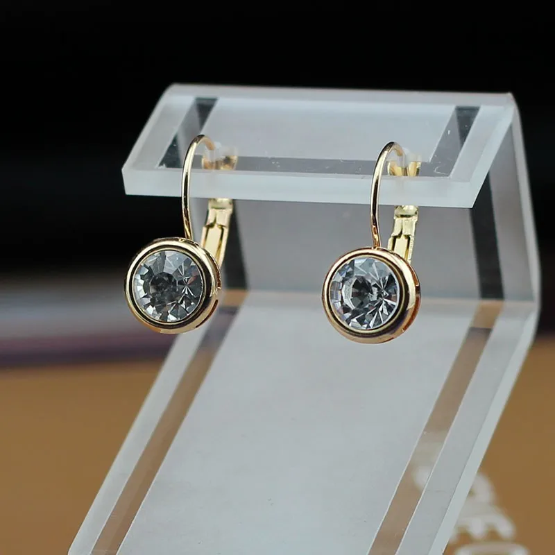 Корейские модные ювелирные изделия золотого цвета с кристаллами круглые