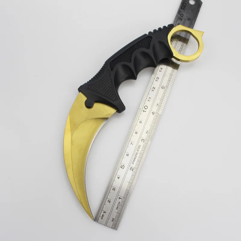 golden Нож Karambit Cs Go, охотничий нож для выживания, тактические ножи Navajas Supervivencia, настоящий нож s Outillage Couteau Tactique Facas - Цвет: golden