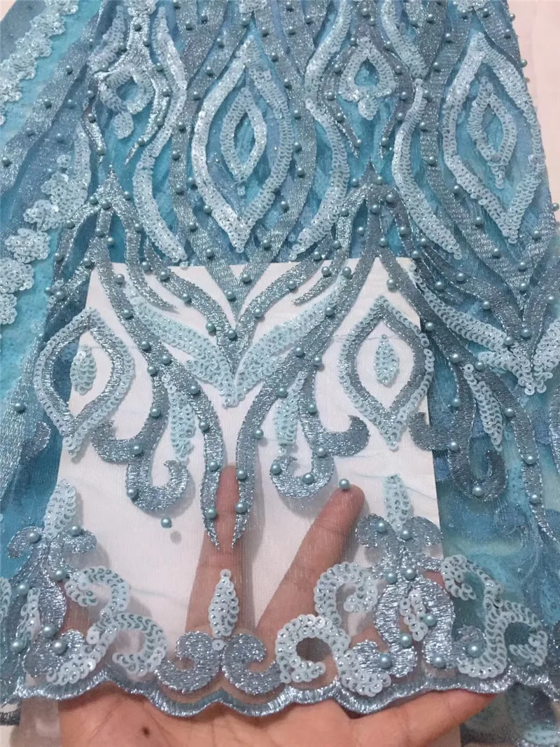 High Quality Nigerian Lace Fabrics 2019 African French Net Fabric Tulle Mesh With Beaded For Party BK003 | Дом и сад