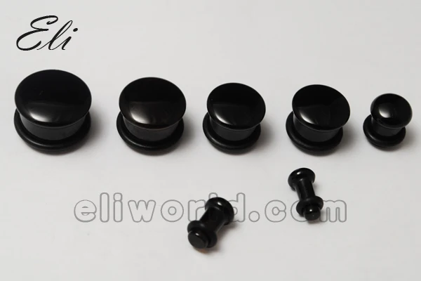 Розничная продажа 1 шт. отдельные расклешенные серьги с черным агатом 4-16 мм