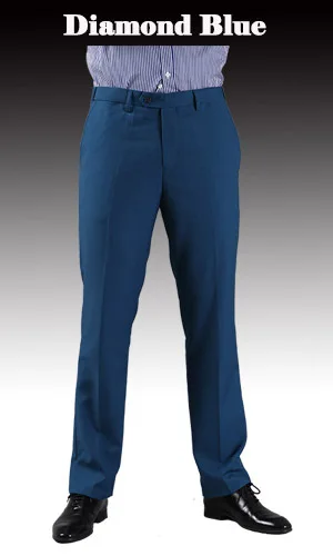 Diamond Blue Тонкие брюки мужской формальный деловой Slim Fit Свадебный костюм брюки Diamond синий цвет красного вина черные брюки Размеры 44 плюс Размеры A37 - Цвет: Diamond Blue