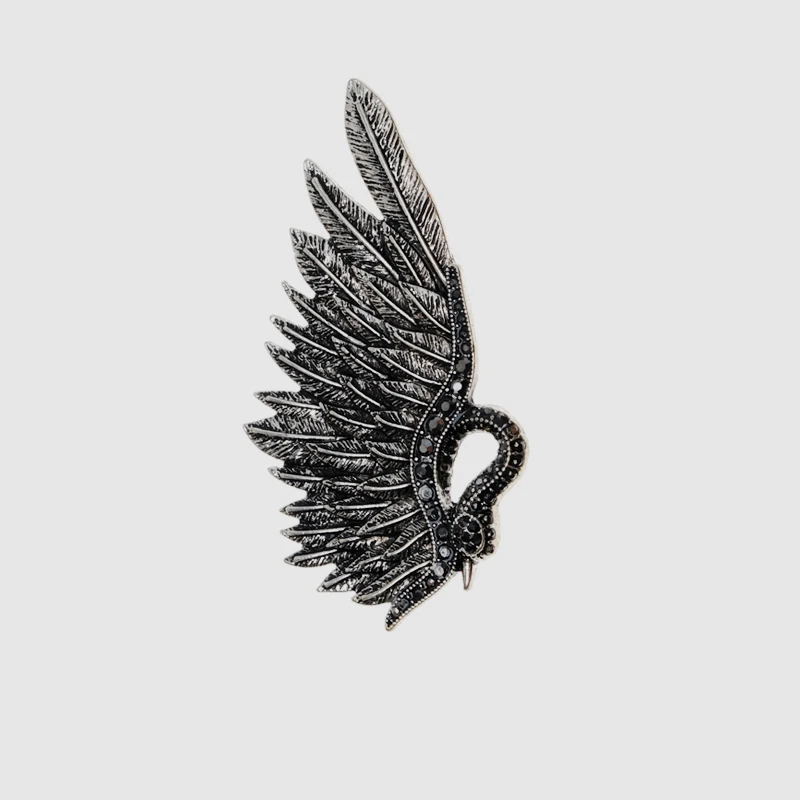 

F23 Amorita boutique design animal swan brooches black swan pricess brooch leather bird brooch for daughter gift
