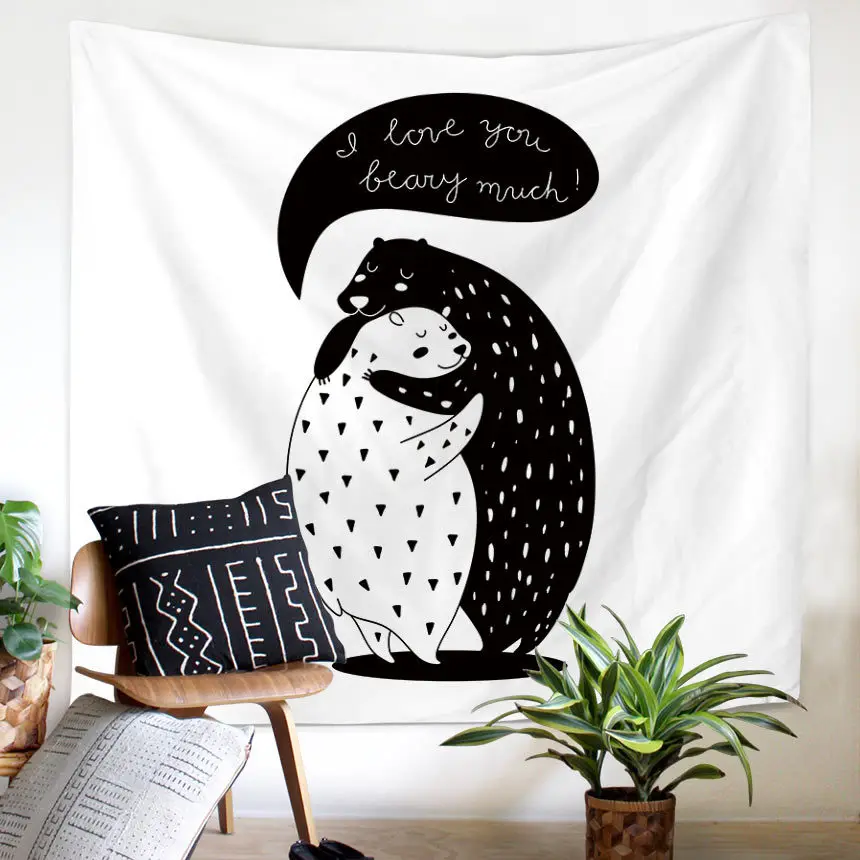 Настенный гобелен в виде милой черной кошки украшение для детской комнаты