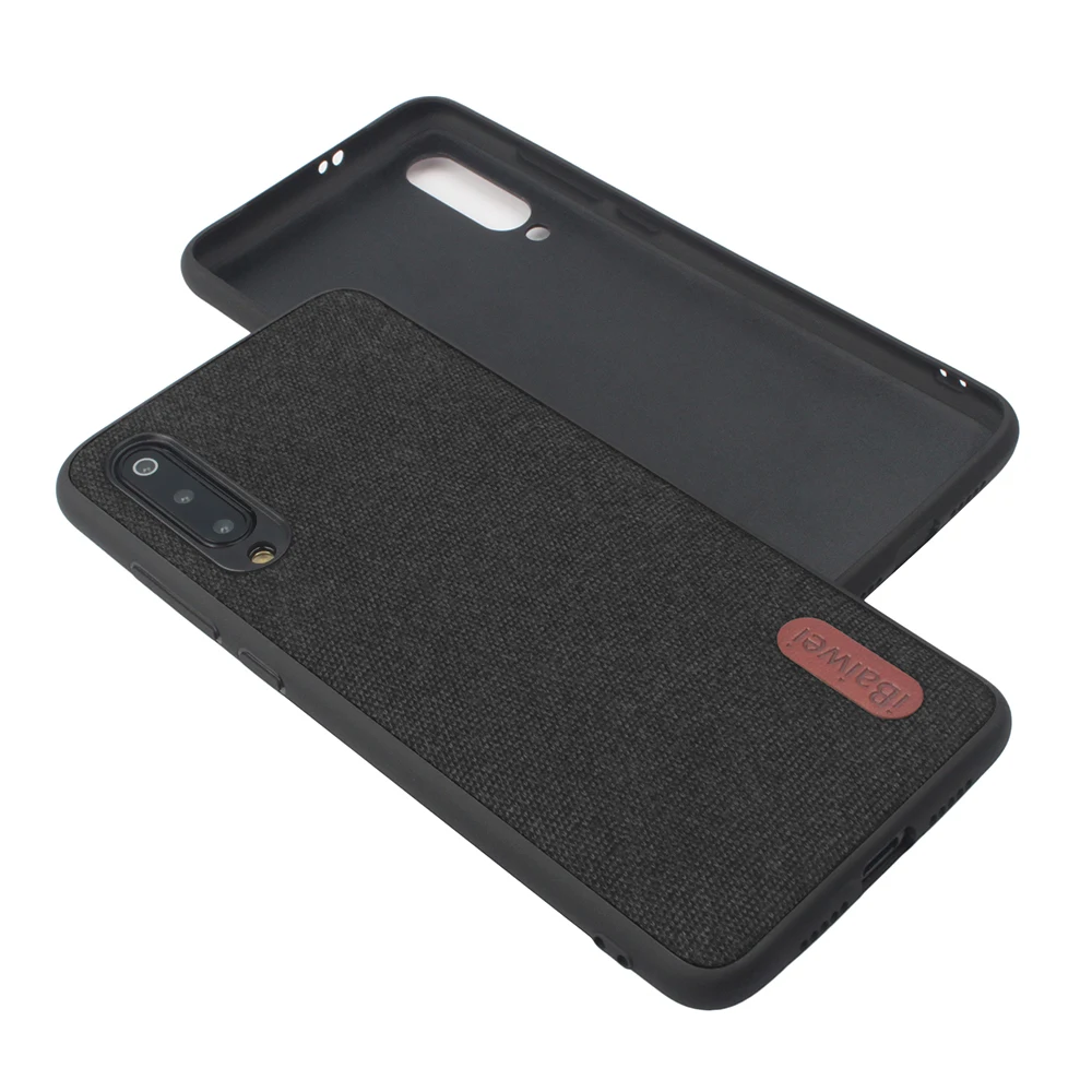 Fabric case black Тканевый чехол для телефона для Xiaomi Mi 9, задняя крышка, роскошный силиконовый защитный чехол с краями, Xiaomi Mi 9 SE, чехол, не скользит - Цвет: Fabric case black