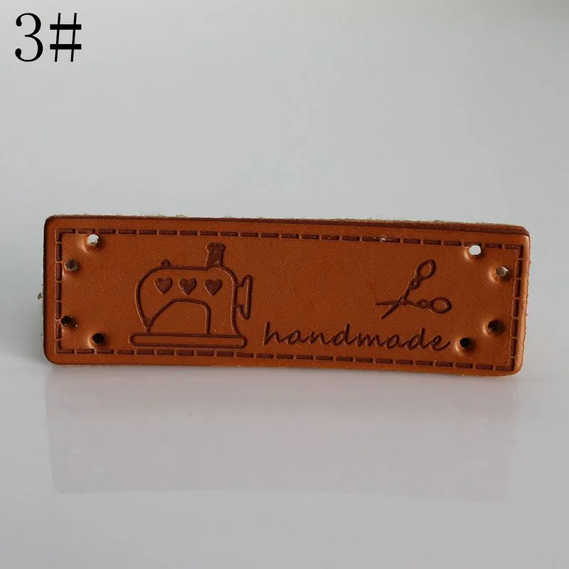 Новые 6 стилей PU кожаные этикетки 100 шт./компл. ручная работа пэтчворк DIY Швейные этикетки тканевые бирки для одежды для шитья аксессуары