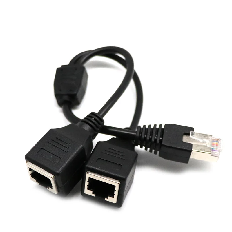 Новый черный RJ45 папа 2 Женский сплиттер Ethernet LAN сетевой адаптер кабель 24 см| |