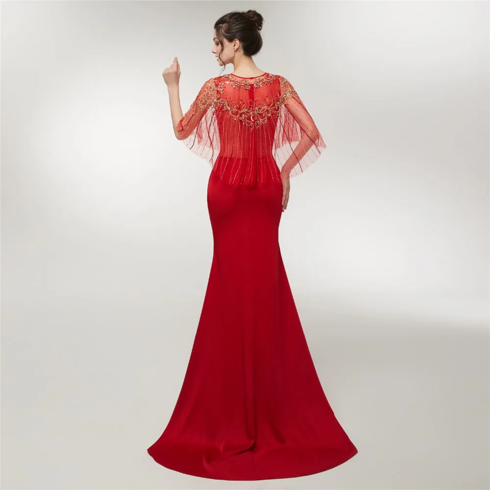 Женское вечернее платье Forevergracedress красное русалки украшенное жемчужинами и