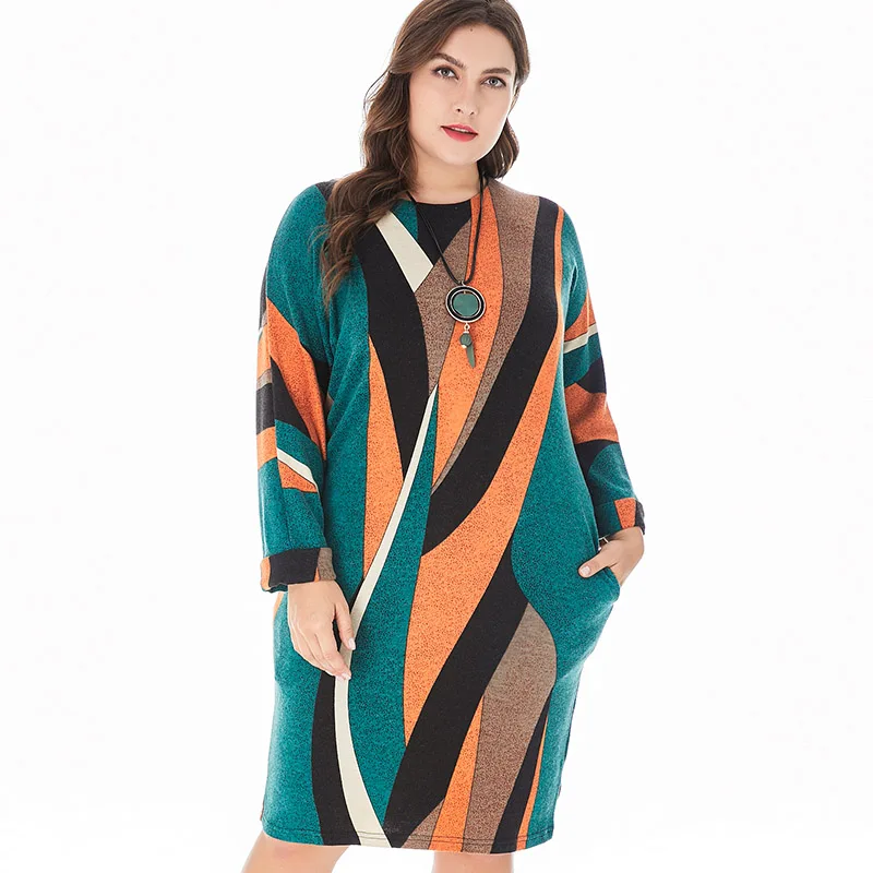 Miaoke 2019 осеннее женское платье большого размера Клубное вязаное высокого - Фото №1