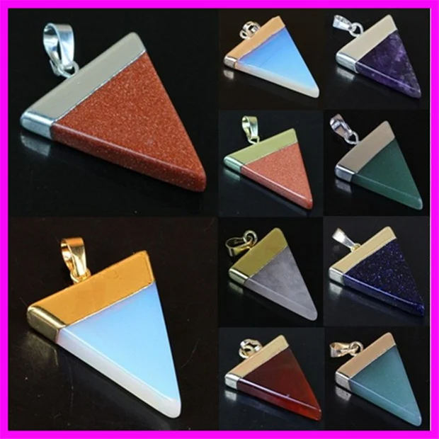 10 шт. Треугольники с украшением в виде кристаллов Розовый кварц опал зеленый