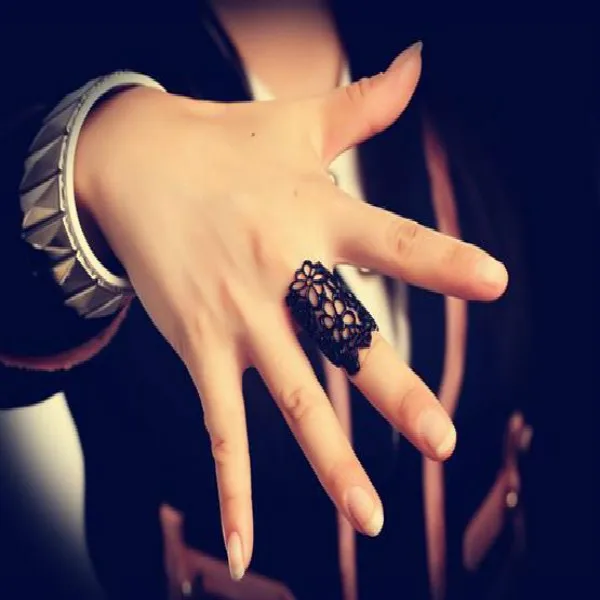 Fashion Punk Women Men Hollow Cutout Lace Flower Ring For Jewelry Open Finger Knuckles Accessories | Украшения и аксессуары