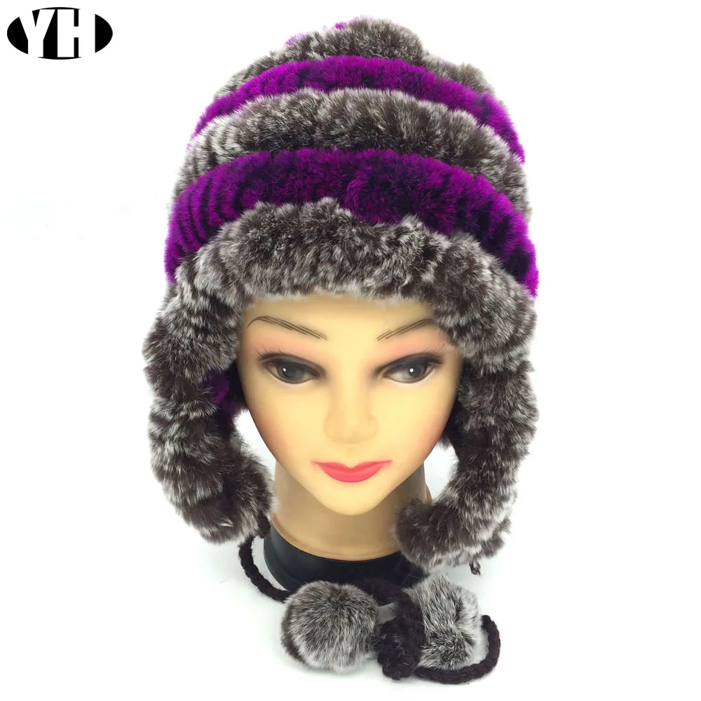 2019 Новое поступление зимняя женская шапка из натурального меха кролика Рекс