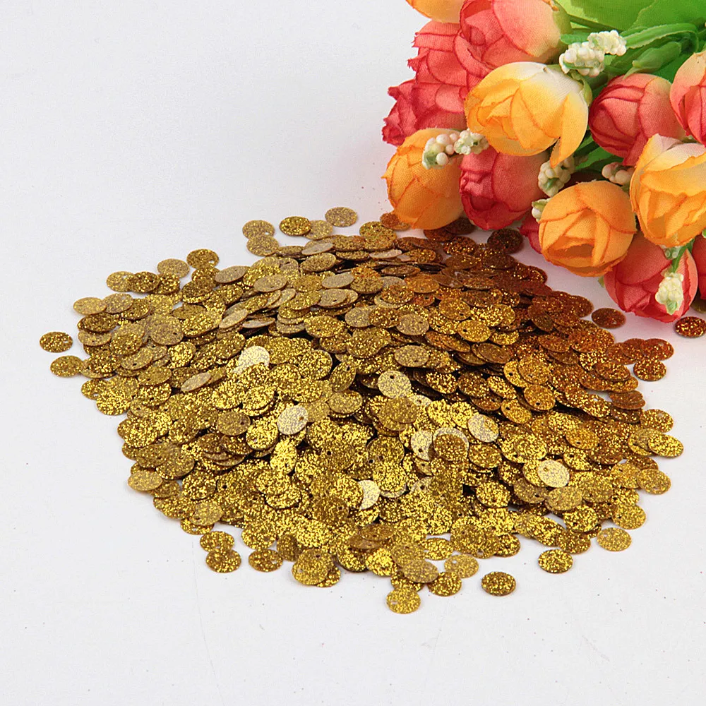 dark gold Блестки 6 мм блестки с блестящей пудрой ПВХ блестки Швейное Ремесло Свадебные аксессуары для украшения одежды с 1 боковым отверстием - Цвет: dark gold