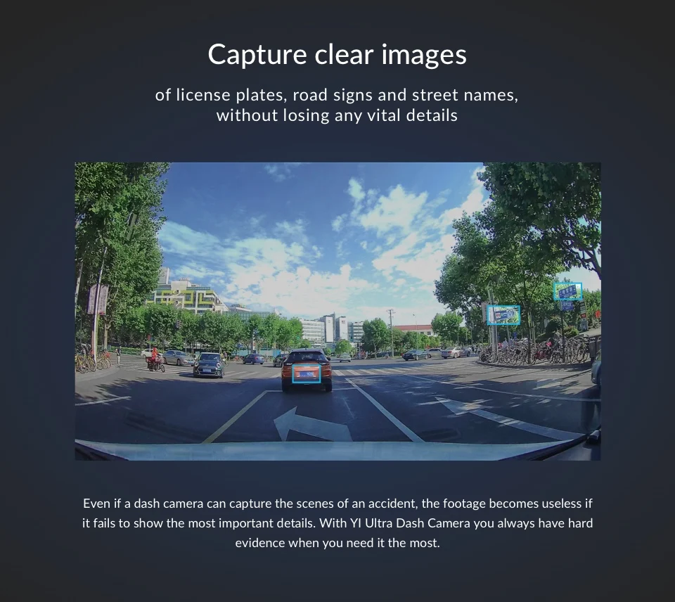 Автомобильный видеорегистратор YI Ultra Dash Camera Разрешение 2.7K Технология обработки Nano 140° угол обзора Голосовое управление