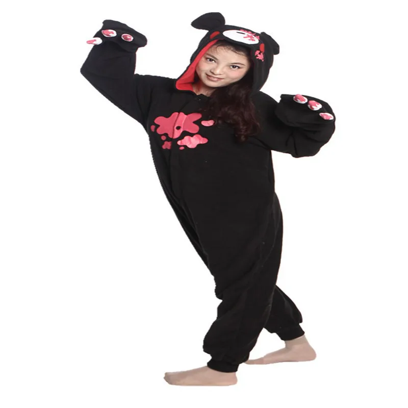 Флисовый черный костюм с героями мультфильмов жестокий Медведь Комбинезон
