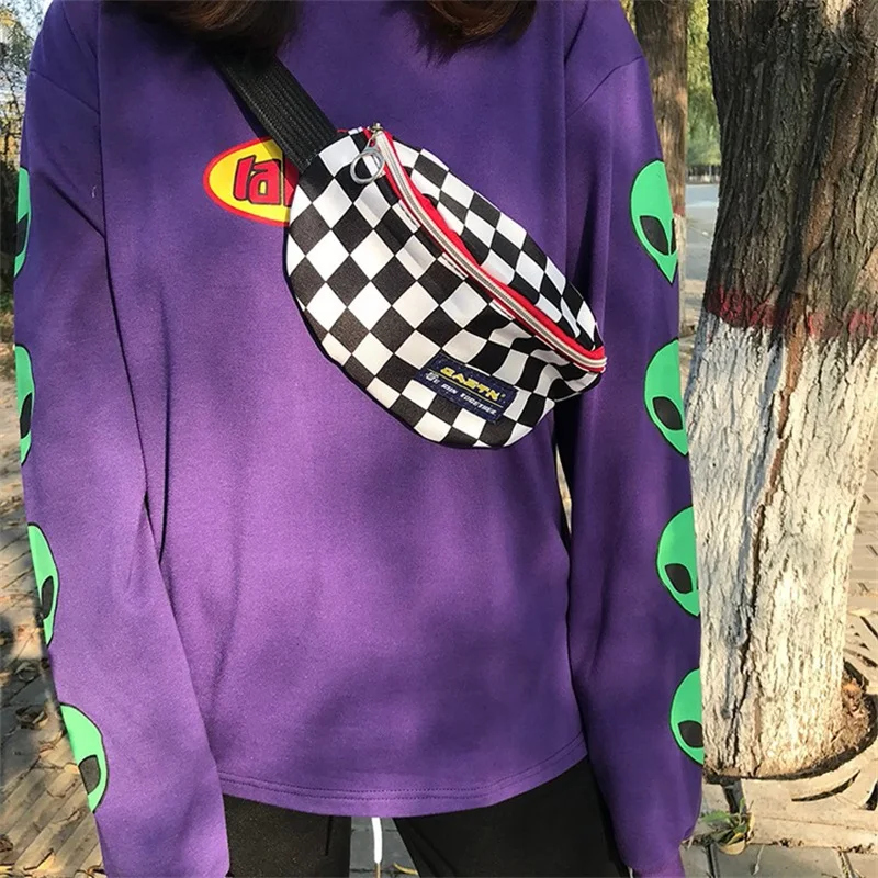 

Hot sale Waist Bag Women men Unisex leg bag Lattice Checkerboard fanny pack Female Shoulder belt bag Cellphone bag Big Promotion