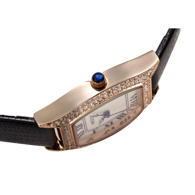 Женские часы с кожаным ремешком KEZZI винтажные кварцевые римским циферблатом и