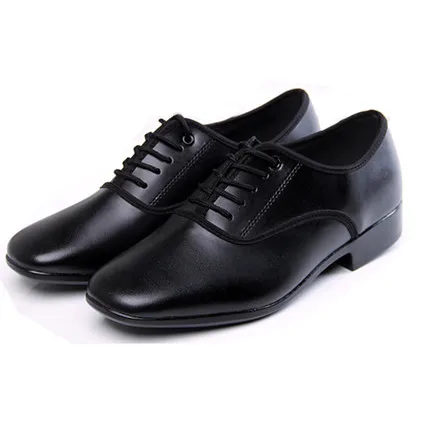 Rubber outsole Мужская обувь для латинских танцев; кожаные туфли для бальных танцев на низком каблуке 2,5 см; большие размеры; вечерние туфли на квадратном каблуке - Цвет: Rubber outsole