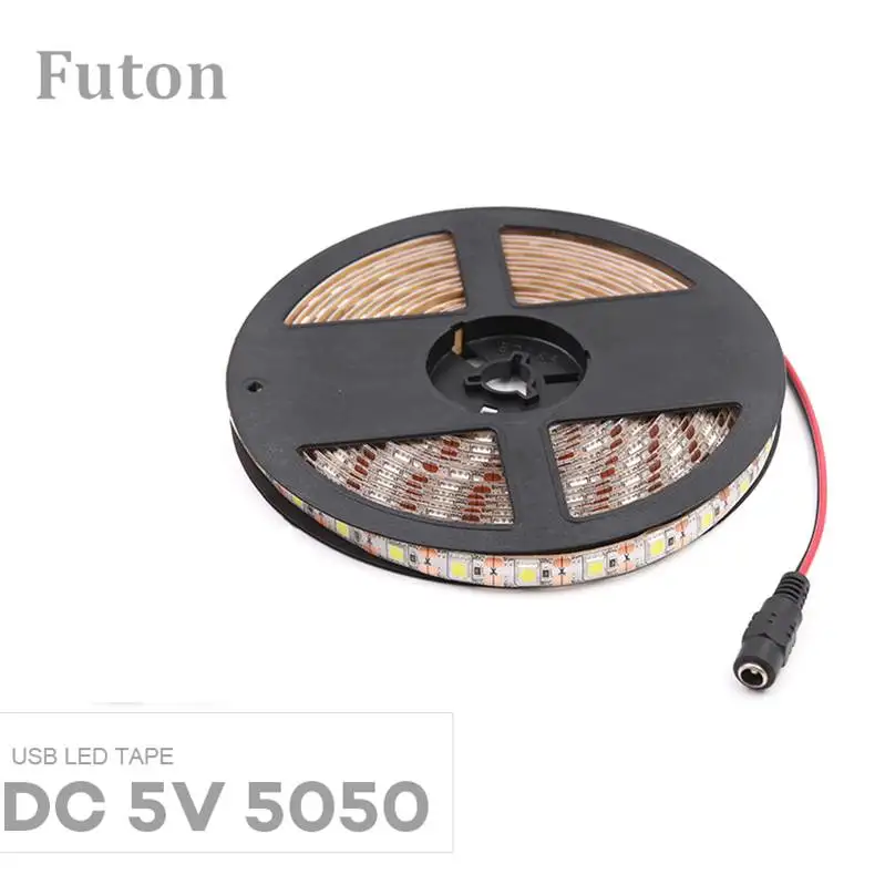 DC 5V женский вилка со светодиодом полосы SMD5050 Водонепроницаемый гибкий