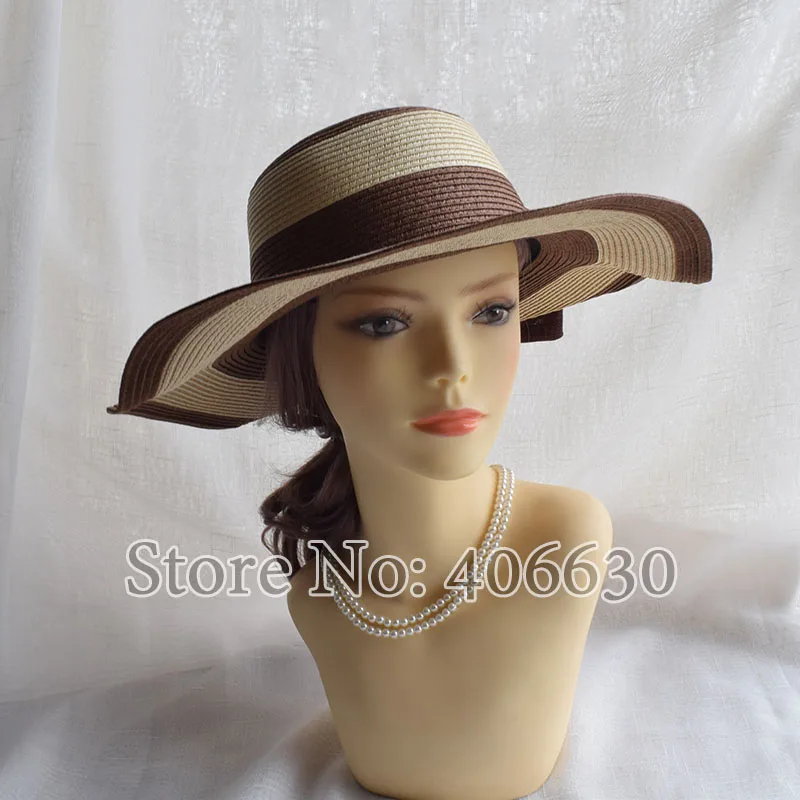 LongBaiLi Elegant Wide Brim Paper Braid Floppy Hats For Women Sun Beach Caps SADS007 | Аксессуары для одежды