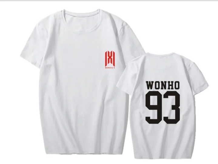 MONSTA X окружающая футболка WE ARE HERE концерт мирового турне с короткими рукавами футболки, чтобы играть песни для мужчин и женщин летом - Цвет: white-TX03