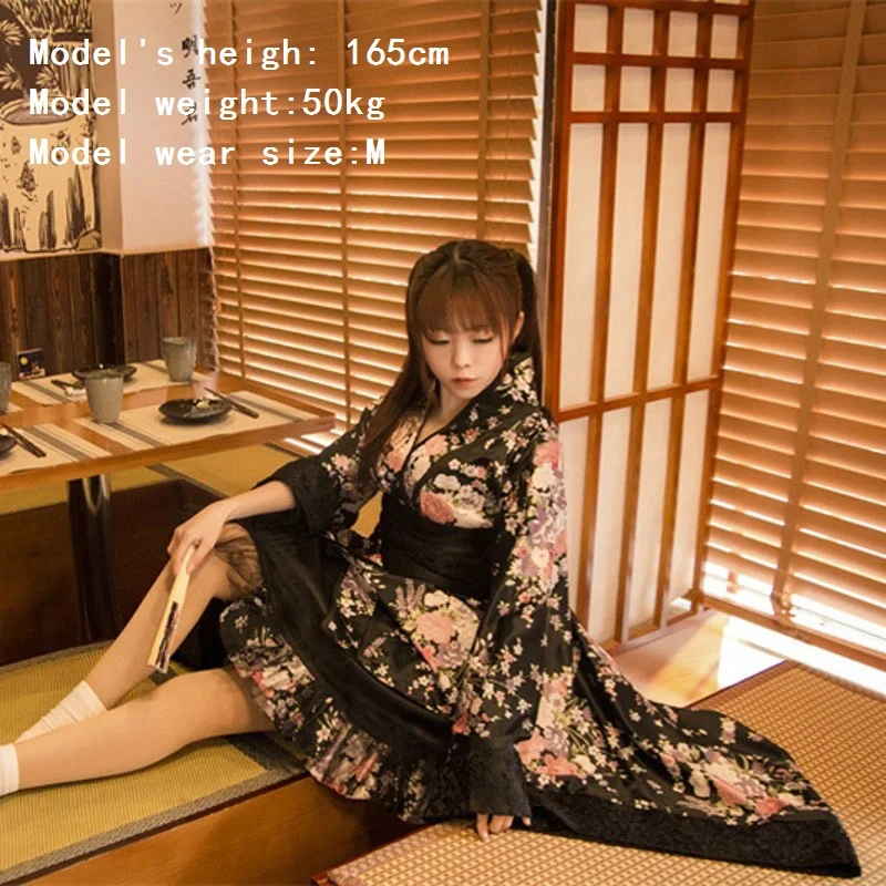 Винтажное японское кимоно нарядное платье Униформа соблазнительный костюм