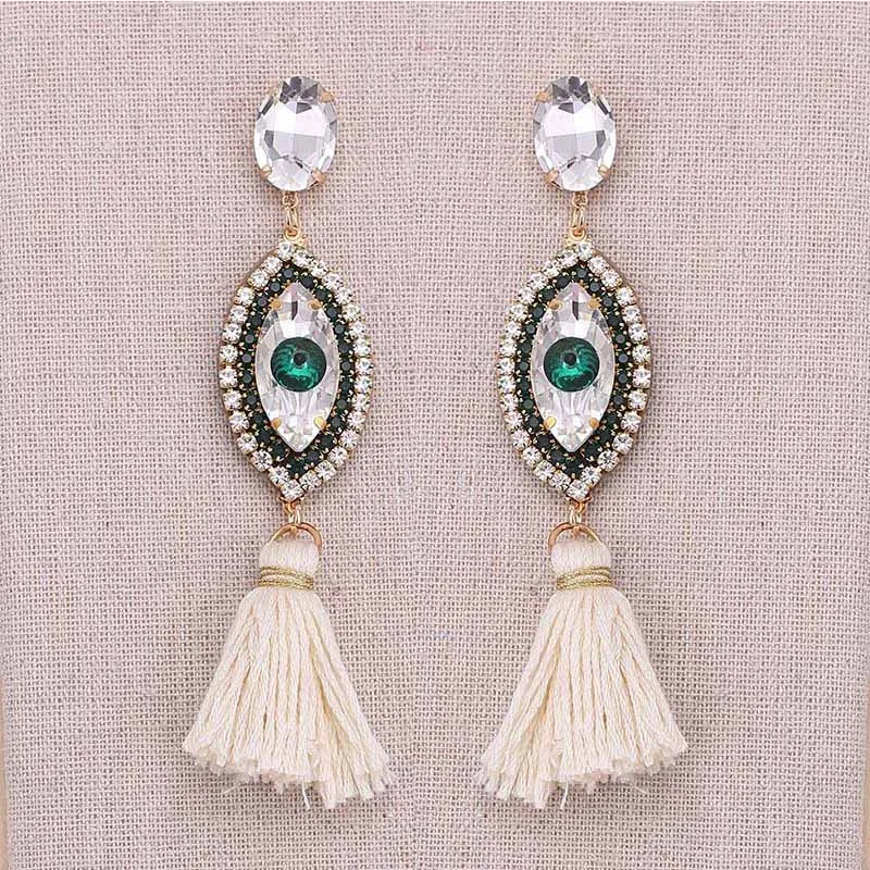 E1075 White Sehuoran богемные Висячие серьги для женщин Свадебные серьги с кисточками ювелирные подвески в форме сердца с бахромой BeadsHandmade фирменный дизайн - Окраска металла: E1075 White